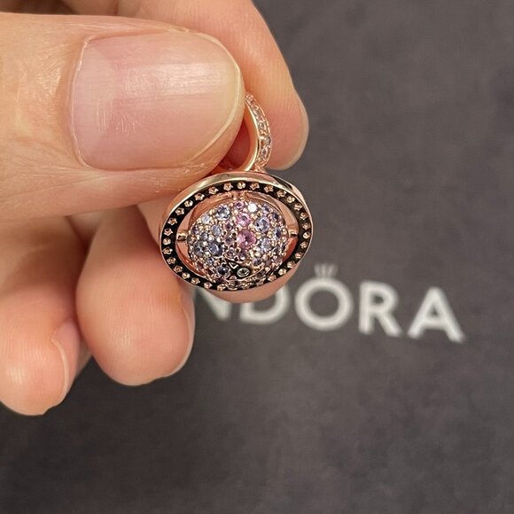 Pandora Planet Saturn Double Dangle Charm Exclusive Asia Charm - Picture 2 of 5